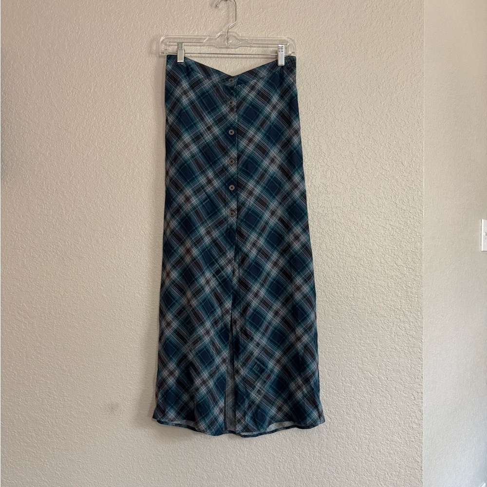 Like New wild fable Blue Plaid Button-Front Maxi Skirt - Picture 2 of 5